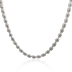 Collana di perle ovali di acqua dolce mm 8x10 con chiusura in argento 925 rodiato cm 40